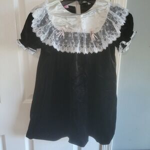 Vtg Picture Perfect Kids Velvet Dress Satin Collar Lace Embroidery Girl Size 6X